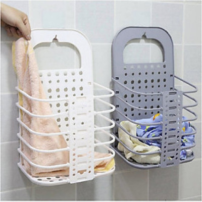 Rổ treo quần áo xếp gọn, giỏ treo đồ đa năng tặng kèm miếng dán hút chân không chắc chắn GD186-RTDoXG     