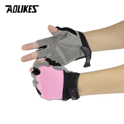 Găng tay hở ngón Nam - Nữ tập gym Aolikes AL110