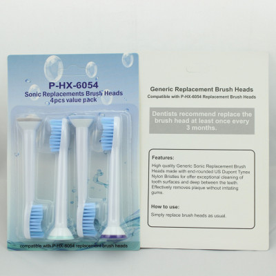 Bộ 4 đầu bàn chải đánh răng điện HX-6054A cho máy Philips Sonicare cho răng nhạy cảm HX3, HX6, HX7, HX8, HX9, R, FlexCare +, FlexCare, HealthyWhite, HydroClean, EasyClean, DiamondClean-Cho răng nhạy cảm