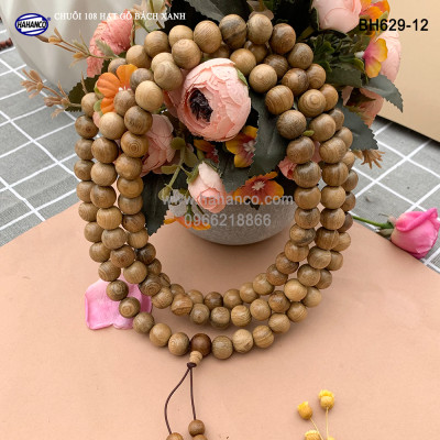 Chuỗi/Tràng 108 hạt 12ly gỗ Bách Xanh cổ thụ - chuyên dùng để lần tràng hạt (BH629-12) Tĩnh tâm, An Yên