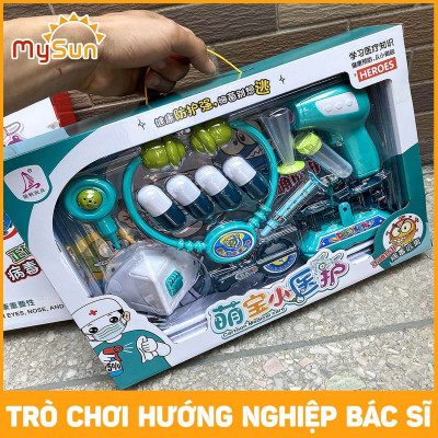 Bộ đồ chơi bác sĩ khám bệnh cho trẻ em bé gái màu hồng, bé trai màu xanh nhập khẩu.
