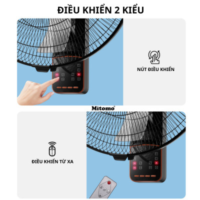 Quạt treo tường điều khiễn từ xa remote Mitomo FTT-60 hàng chính hãng