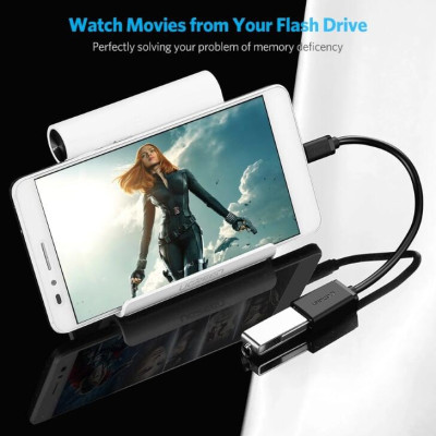 Ugreen UG10821US133TK 10CM màu Đen Cáp chuyển đổi MICRO USB sang USB âm hỗ trợ OTG dáng dẹt - HÀNG CHÍNH HÃNG