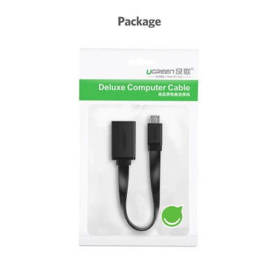 Ugreen UG10821US133TK 10CM màu Đen Cáp chuyển đổi MICRO USB sang USB âm hỗ trợ OTG dáng dẹt - HÀNG CHÍNH HÃNG