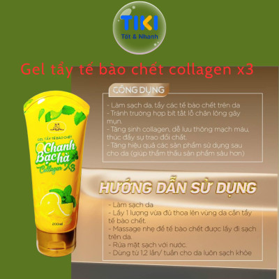 Kỳ Tế Bào Chết Collagen X3 Tẩy Tế Bào Chết Chanh Bạc Hà Làm Sạch An Toàn The Mát Dịu Nhẹ Đông Anh Chính Hãng 200ml