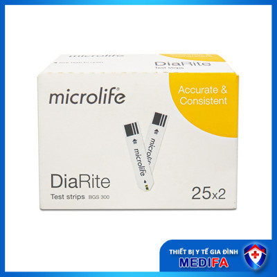 Trọn bộ máy đo đường huyết Microlife Diarite BGT gồm 50 que test và 50 kim tròn lấy máu