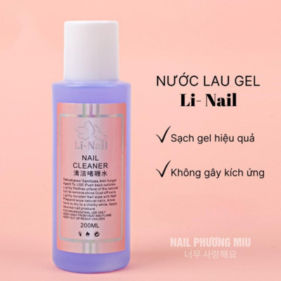 Nước Lau Gel Thơm 200ml B281 Li-nail Làm Nail, Mùi Thơm Nhẹ, Làm Sạch Gel Trên Móng Làm Mềm Gel Gôm, Nắp Chắc Chắn Chuyên Nghiệp Phá Gel Cleansing