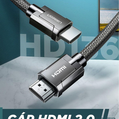 Ugreen UG70323HD136TK 1.5M 2.0 4K 60Hz 18Gbps màu đen Cáp HDMI chống nhiễu độ phân giải Cao - HÀNG CHÍNH HÃNG