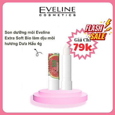 [Deal 79k] Son dưỡng Eveline Extrasoft Bio làm dịu môi hương dưa hấu 4g