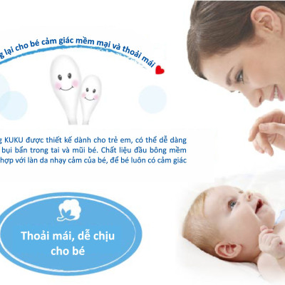 TĂM BÔNG VỆ SINH CHO BÉ KUKU KU1103 - 260 CÁI ( ĐẦU TRÒN )