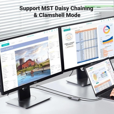 Cáp chuyển đổi USB Type-C to DP hỗ trợ 8K@60Hz chính hãng Ugreen 15575 bọc nhôm cao cấp hàng chính hãng