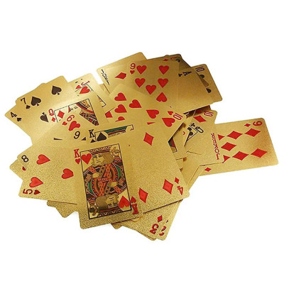 Bộ Bài Tây Poker Mạ Si Vàng Cao Cấp - Tú Lơ Khơ Phủ Nhũ Vàng Chính Hãng – Bộ 54 Lá Bài Tây Pocker Nhựa Dẻo Chống Thấm Nước Chống Gãy
