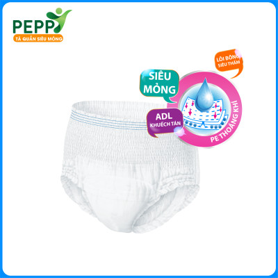 Combo 6 gói Tã/Bỉm Quần Người Lớn, Người Già Peppy Siêu Mỏng, Siêu Thấm, Mềm Mại, Kháng Khuẩn Size M8/L7/XL7