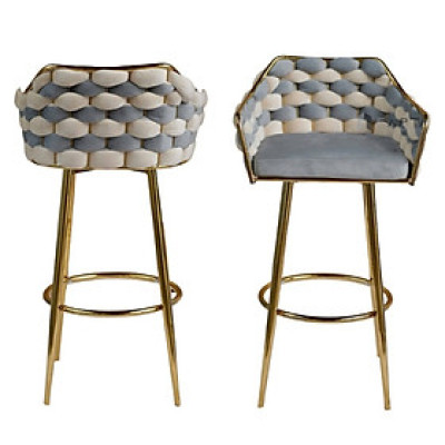 Ghế bar chân vàng cố định CB2165D-F Nội thất Capta Ghế quầy bar bọc vải nhung cao cấp chân ghế cố định thép mạ vàng bóng tại tp hcm