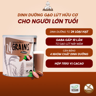Sữa Hạt 24Grains 700g x4 Hộp (2.8kg) Vị Socola Tự Nhiên Cho Trẻ Từ 3 Tuổi & Người Lớn Bổ Sung Dinh Dưỡng Toàn Diện