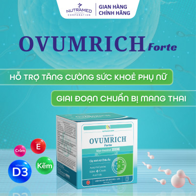 Ovumrich Forte giúp bổ sung Myo-inositol, vitamin và khoáng chất cần thiết cho phụ nữ thả bầu (30 gói) - Nutramed