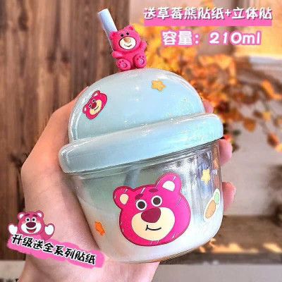 Cốc Thủy Tinh 210ml Cho Bé + Ống Hút + Sticker Tặng Kèm Tiện Dụng - HÀNG CHÍNH HÃNG MINIIN