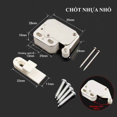 Chốt Hãm Nhấn Mở KUNBE Chốt Lò Xo Bật Mở Cho Cửa Tủ Kệ Ngăn Kéo Nội Thất