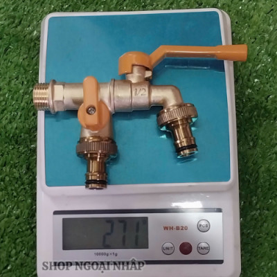 Vòi nước Faucet tăng áp bằng hợp kim vòi nước 2 đầu ra thông minh kèm 2 đầu nối ống