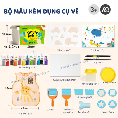 Finger Paint Mideer bộ màu kèm dụng cụ chính hãng an toàn cho bé