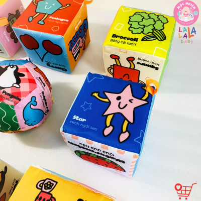 Đồ Chơi Hình Khối Vải Xúc Xắc Vui Nhộn Travel Block 9 pcs (0-2 tuổi) - Lalala Baby