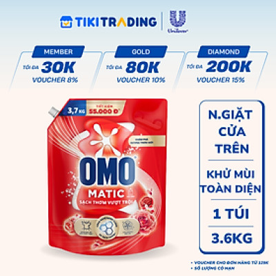 Túi Nước Giặt Omo Matic Cho Máy Giặt Cửa Trên Sạch Sâu Vượt Trội Khử Mùi Toàn Diện 3.7KG