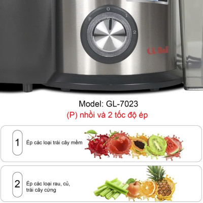 Máy ép trái cây Gali, đa chức năng, ép các loại rau, củ, quả, thân 2 lớp, motor dây đồng, cam kết hàng chính hãng, bảo hành 12 tháng chính hãng Gali