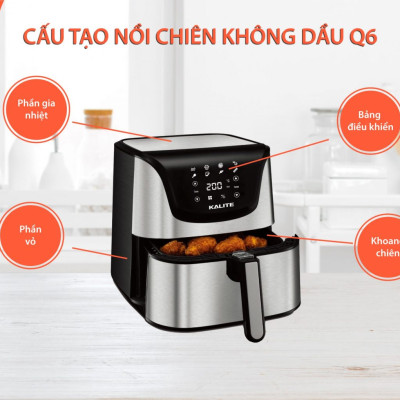 Nồi Chiên Không Dầu KALITE Q6 Tiêu Chuẩn Châu Âu Dung Tích 5.5 Lít Công Suất 1700 W - Hàng Chính Hãng