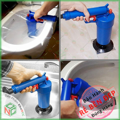 (Thoáng Sạch) Bộ Súng Bắn Thông Tắc Cống KhoNCC Hàng Chính Hãng - Bằng Khí Nén Thông Hút Bể Phốt - Thoát Sàn - Chậu Rửa - Hố Ga - KLM-STTCMX