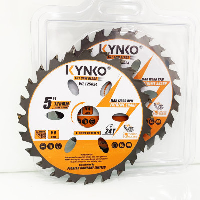 Lưỡi cưa gỗ siêu mỏng cho máy pin 24 răng đường kính Ø 125mm KYNKO WL125024