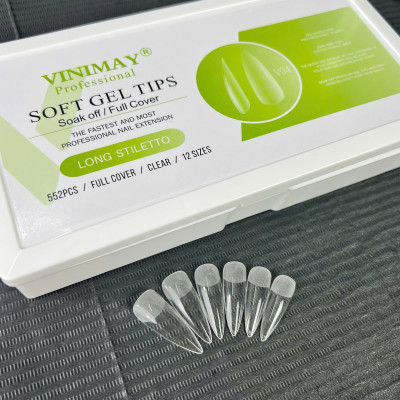 Móng Up Tay HSM VINIMAY Nhọn Trong Trơn (Không Nhám), Nhọn Trong Nhám, Nhọn Đục Cao Cấp Hộp 500 Móng Đủ Size Siêu Mỏng Dẻo Làm Nail giả dài