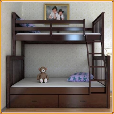 Giường 2 tầng Tundo màu nâu kèm 2 hộc kéo 1m/1m4