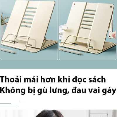 Giá Đỡ đỡ sách, đọc sách, đỡ điện thoại máy tính bảng đa năng chống cận Hợp Kim Nhôm Cao Cấp có thể điều chỉnh chiều cao. Hỗ Trợ Chống Mỏi Cổ, Vai, Gáy. Hàng Chính Hãng KitAcoom