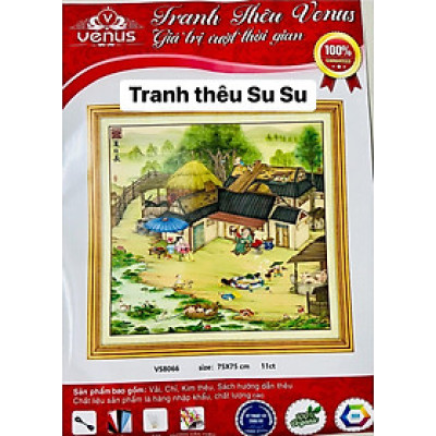 Tranh thêu kín Quê nhà thư giãn vs8065, kích thước 65 x 65 cm