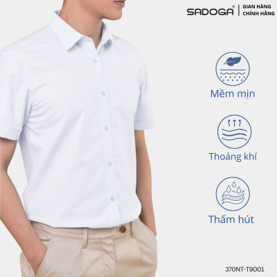 Áo Sơ Mi Nam Sadoga Thoáng Mát Ngắn Tay Dáng Regular Fit, Chất liệu mềm mịn, mát mẻ T9001