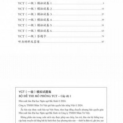 Sách - Bộ Đề Thi Mô Phỏng YCT - Cấp Độ 1