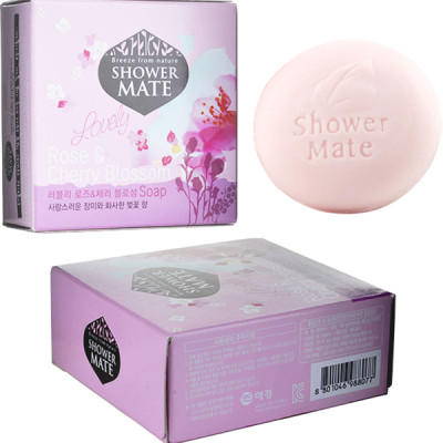 Xà bông tắm Showermate Rose & Cherry lưu hương Hàn Quốc 100g tặng thêm móc khóa