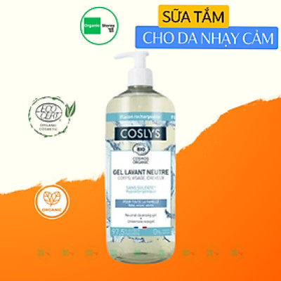 Sữa tắm hữu cơ dạng Gel dành cho da mỏng nhạy cảm 1L - Coslys