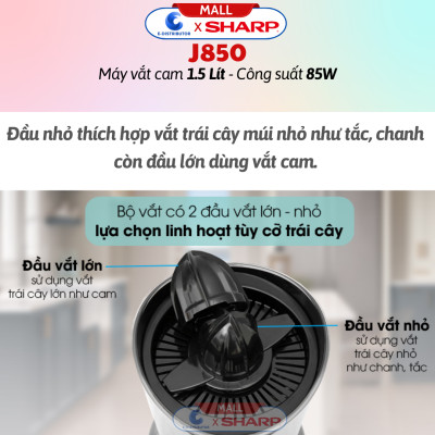 Máy Vắt Cam Cao Cấp Sharp EJ-J850-BK - Công Suất 85w - Hàng Chính Hãng - Bảo Hành 12 Tháng