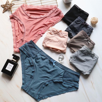 Quần Lót Băng Lụa Phối Ren Siêu Mềm Mát Lạnh Cạp Thấp Phong Cách Châu Âu WL84