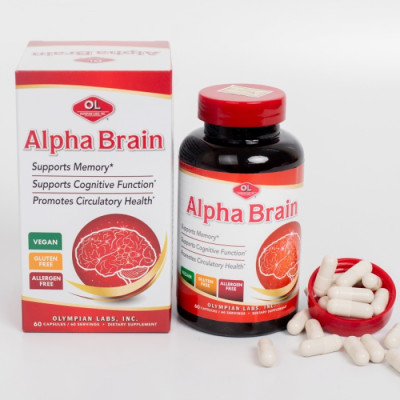 Viên Uống Bổ Não Olympian Labs Alpha Brain Hỗ Trợ Cải Thiện Trí Nhớ, Tăng Tuần Hoàn Máu Não 60 Viên/Hộp
