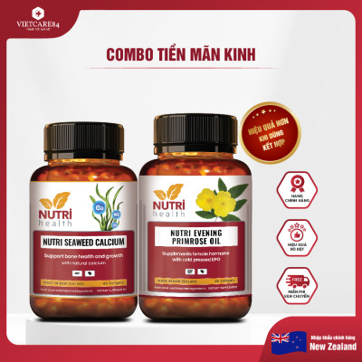 COMBO TIỀN MÃN KINH: Viên Nội Tiết Hyper Evening Primrose Oil 60 Viên+ Canxi Hữu Cơ Nutri Seaweed Calcium 60 Viên