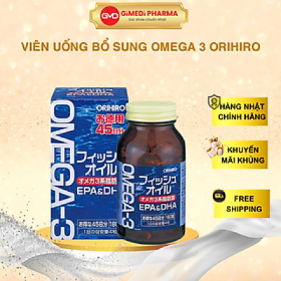 Viên Uống Dầu Cá Fish Oil Bổ Mắt, Bổ Não, Hỗ Trợ Tim Mạch Omega 3 Orihiro 180 Viên Nhật Bản