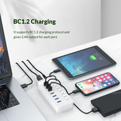 Bộ Chia USB HUB ORICO CT2U3-10AB 10 Cổng USB 3.0 Với Các Cổng Riêng Lẻ- Hàng Chính Hãng