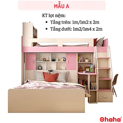 Giường tầng thông minh Ohaha kết hợp tủ và bàn học - GTTM003