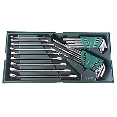 Bộ khay cờ lê vòng miệng 27 chi tiết (hệ inch) & bộ lục giác SATA 09922