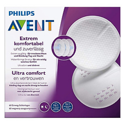 Miếng Lót Thấm Sữa Dùng 1 Lần Philips Avent (60 Miếng/Hộp) - SCF254.61