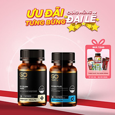 Bộ Sản Phẩm Tăng Cường Sinh Lực, Sinh Lý Nam Cho Người Bị Gout: Viên Gout Go Celery 16000mg 30 Viên, Viên Tăng Cường Sinh Lý Nam Go Man Plus 30 Viên