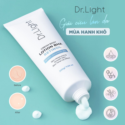 COMBO 7 Kem Body Dr.Light Kem dưỡng Trắng Sáng Da Với Hợp Chất Retinol Niacinamide BHA 200ml