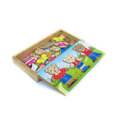 Đồ chơi gỗ Thời trang gia đình gấu | Winwintoys 68232 | Tăng khả năng sáng tạo và phân biệt màu sắc | Đạt tiêu chuẩn CE